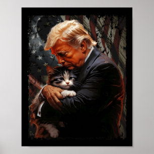 Trump Hugging An Orange Cat 2024 Make Cats Safe Poster