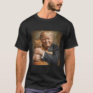 Trump Hugging An Orange Cat 2024  T-Shirt