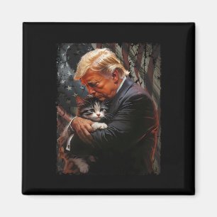 Trump Hugging An Orange Cat 2025 Make Cats Safe Ag Magnet