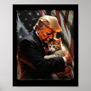Trump Hugging An Orange Cat 2025 Make Cats Safe Ag Poster