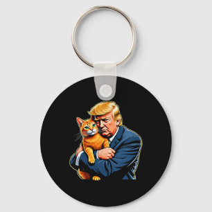 Trump Hugging Orange Cat Funny 2025 Election Meme  Key Ring