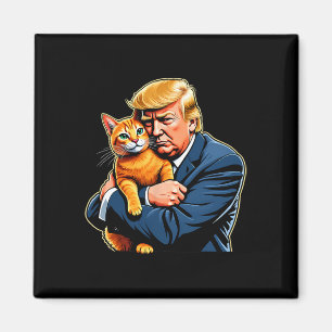 Trump Hugging Orange Cat Funny 2025 Election Meme Magnet