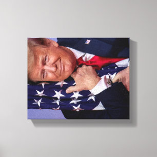 TRUMP Hugging the Flag Canvas Print