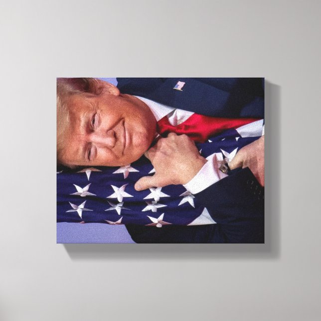 TRUMP Hugging the Flag Canvas Print (Front)