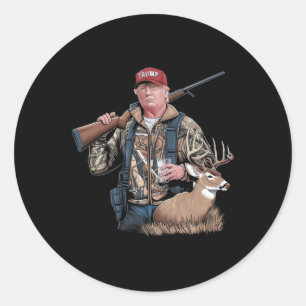 Trump Hunting Deer (front And Back) Make Hunting G Classic Round Sticker