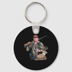Trump Hunting Deer (front And Back) Make Hunting G Key Ring