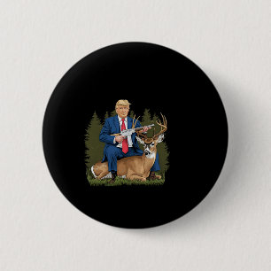 Trump Hunting Deer Funny Beer Drinking Beer  6 Cm Round Badge