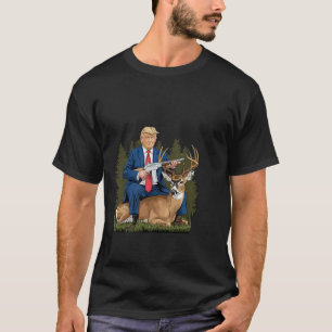 Trump Hunting Deer Funny Beer Drinking Beer T-Shirt