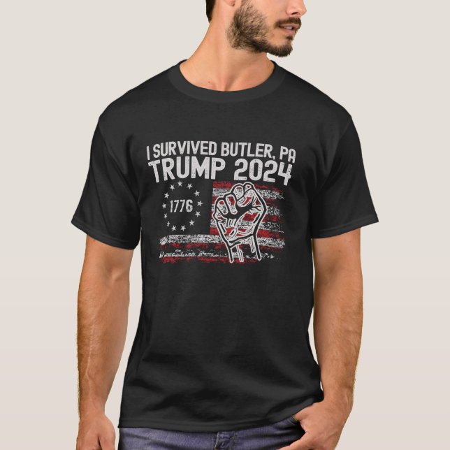 Trump I Survived Trump Rally Butler PA Shooting Ea T-Shirt (Front)