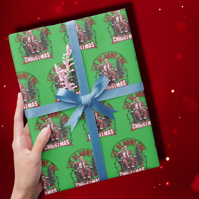 Trump I'll Be Home For Christmas Wrapping Paper (Creator Uploaded)