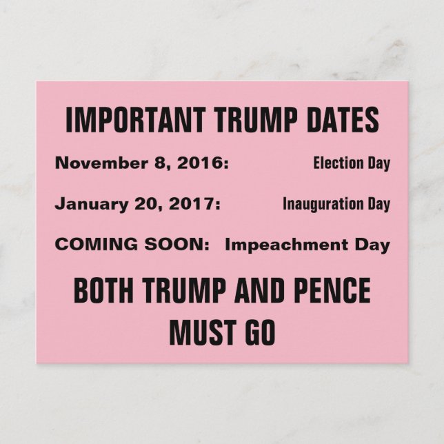 Trump Impeachment Day Resistance Postcard (Front)
