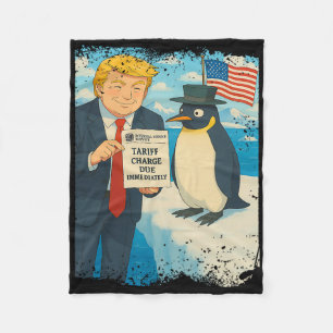 Trump Imposes Tariff Penguin Anime Politics Meme D Fleece Blanket