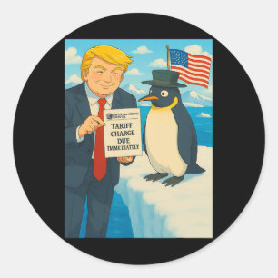 Trump Imposing Tariff On Penguin Anime Politics Me Classic Round Sticker