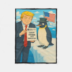 Trump Imposing Tariff On Penguin Anime Politics Me Fleece Blanket