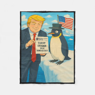 Trump Imposing Tariff On Penguin Anime Politics Me Fleece Blanket