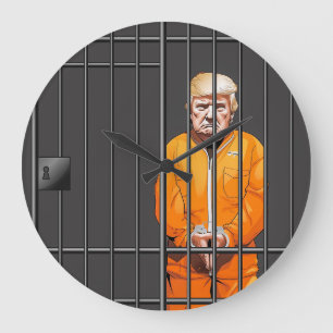 Trump in Jail Acrylic Wall Clock, Round (Large)  Large Clock