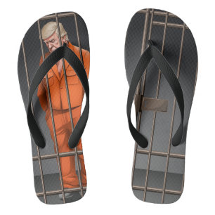 Trump in Jail Adult Flip Flops (Wide Straps) 