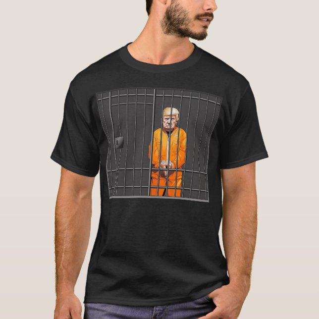 Trump in Jail Basic Dark T-Shirt  (Front)