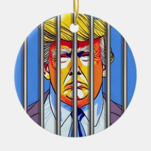 Trump in Jail Ceramic Circle Ornament