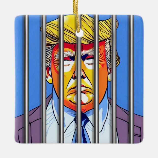 Trump in Jail Ceramic Square Ornament  (Front)