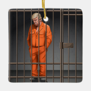 Trump in Jail Ceramic Square Ornament 