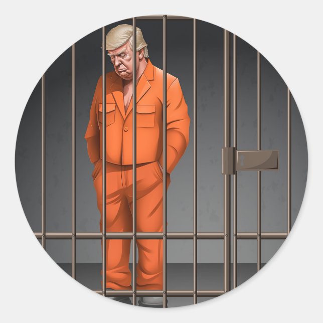 Trump in Jail Classic Round Sticker  (Front)
