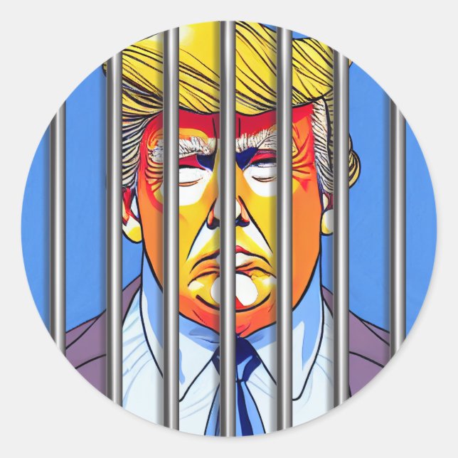 Trump in Jail Classic Round Sticker  (Front)