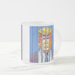 Trump in Jail Frosted Glass Mug, 10 oz  Frosted Glass Coffee Mug