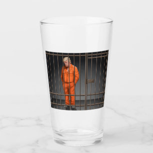 Trump in Jail Glass Tumbler 