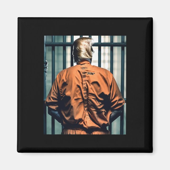 Trump In Jail Orange Jumpsuit Hand Cuffed Guilty  Magnet (Front)