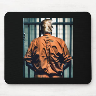 Trump In Jail Orange Jumpsuit Hand Cuffed Guilty Mouse Mat