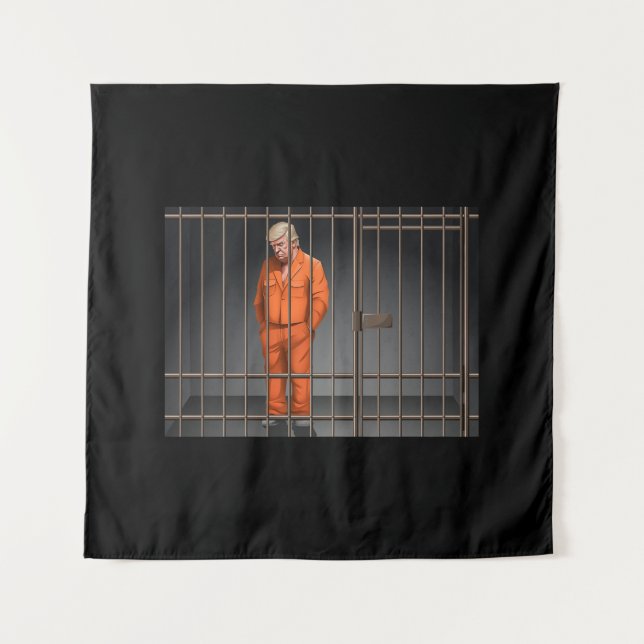 Trump in Jail Square (57" x 57") Tapestry  (Front)