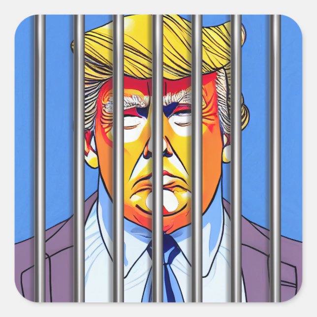Trump in Jail Square Stickers  (Front)
