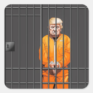 Trump in Jail Square Stickers