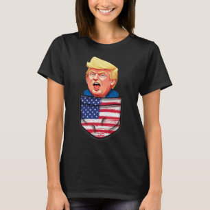 Trump In Pocket Usa Flag Funny Trump 2024 Patriot T-Shirt