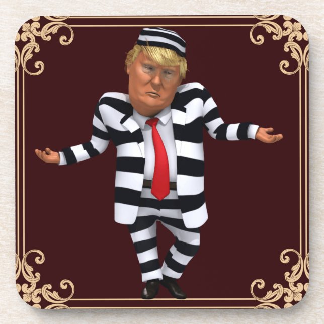 Trump in Prison Wear Coaster (Front)