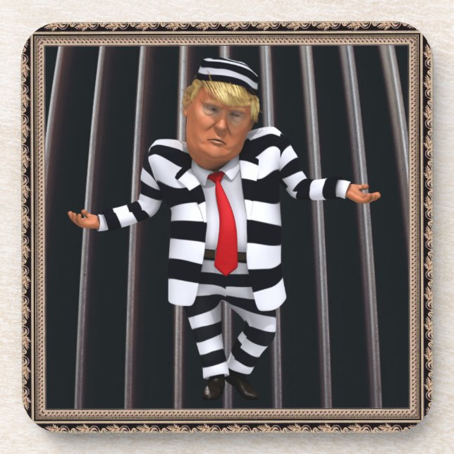 Trump in Prison Wear Coaster (Front)