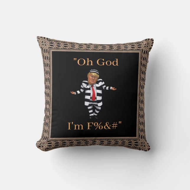 Trump in Prison Wear Cushion (Front)