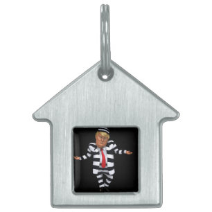 Trump in Prison Wear Pet ID Tag