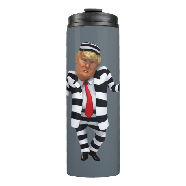 Trump in Prison Wear Thermal Tumbler (Front)