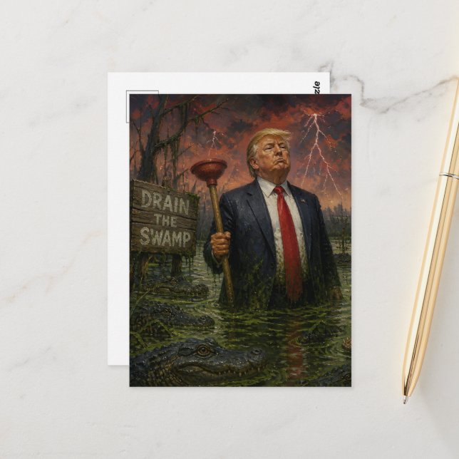 Trump in the Swamp Postcard (Front/Back In Situ)