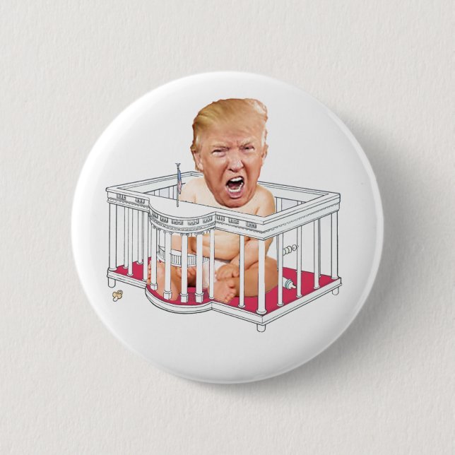 Trump in White House Playpen 6 Cm Round Badge (Front)