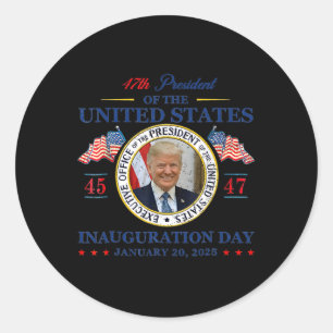Trump Inauguration Day 2025 47th President Usa Fla Classic Round Sticker