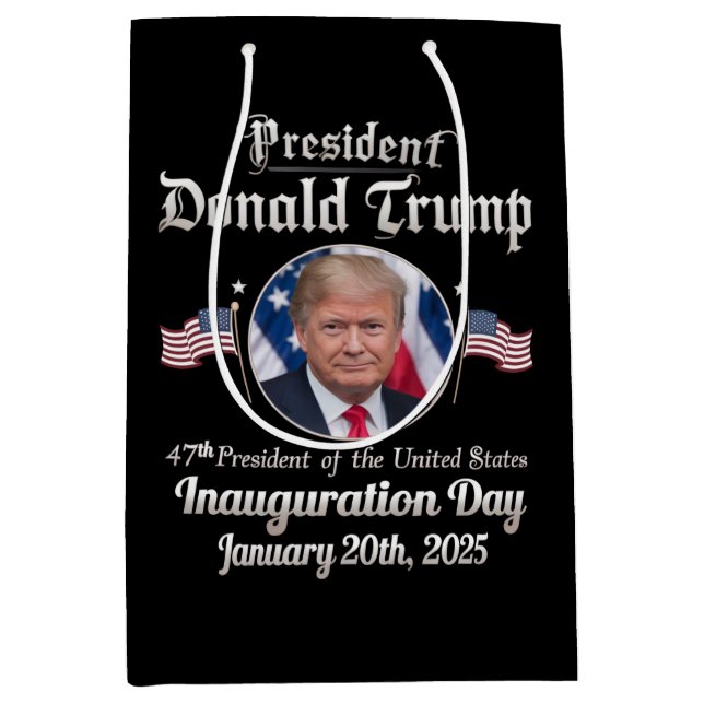 Trump Inauguration Day 2025 47th USA President Medium Gift Bag (Front)