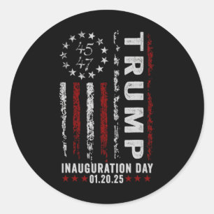 Trump Inauguration Day 2025 Memorabilia Usa Flag V Classic Round Sticker