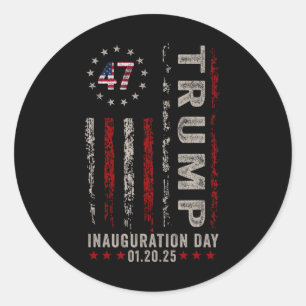 Trump Inauguration Day 2025 Memorabilia Usa Flag V Classic Round Sticker