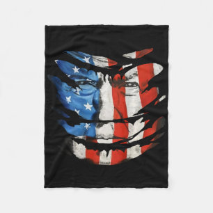 Trump Is A National Hero Us Tear Flag Face Trump ( Fleece Blanket