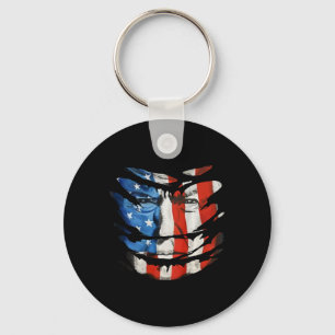 Trump Is A National Hero Us Tear Flag Face Trump ( Key Ring