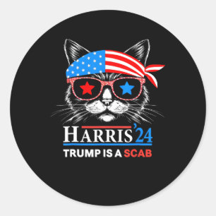 Trump Is A Scab Vote Harris Vheimer Cat Lady Classic Round Sticker