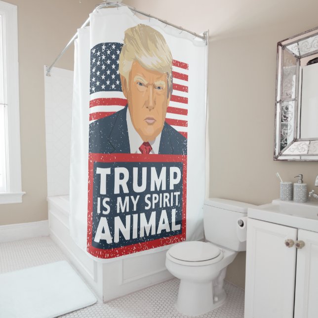Trump is My Spirit Animal Funny Shower Curtain (In Situ)